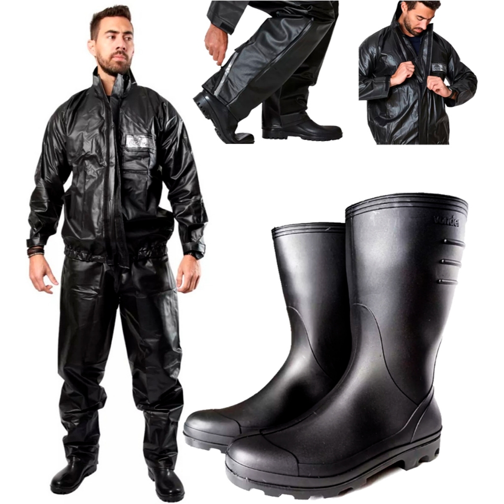 Kit Capa Roupa Chuva Moto Motoqueiro Motoboy Frio 