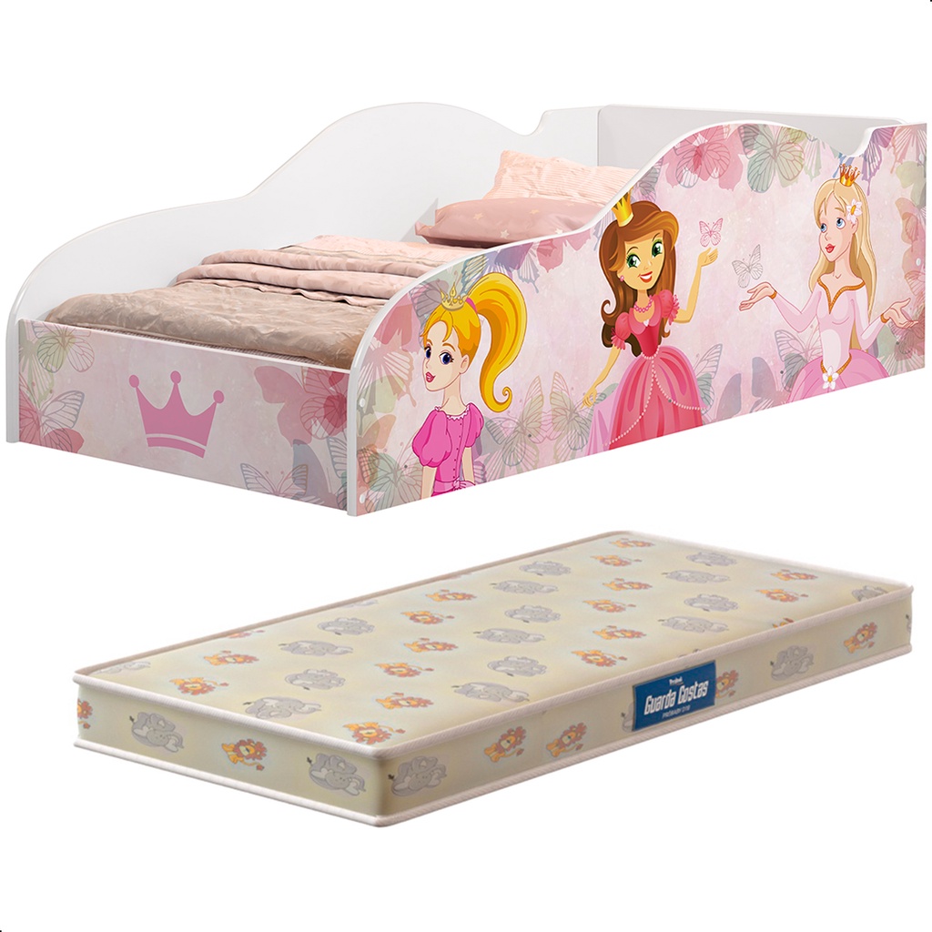 Mini Cama Infantil Para Meninas Princesa Com Colch