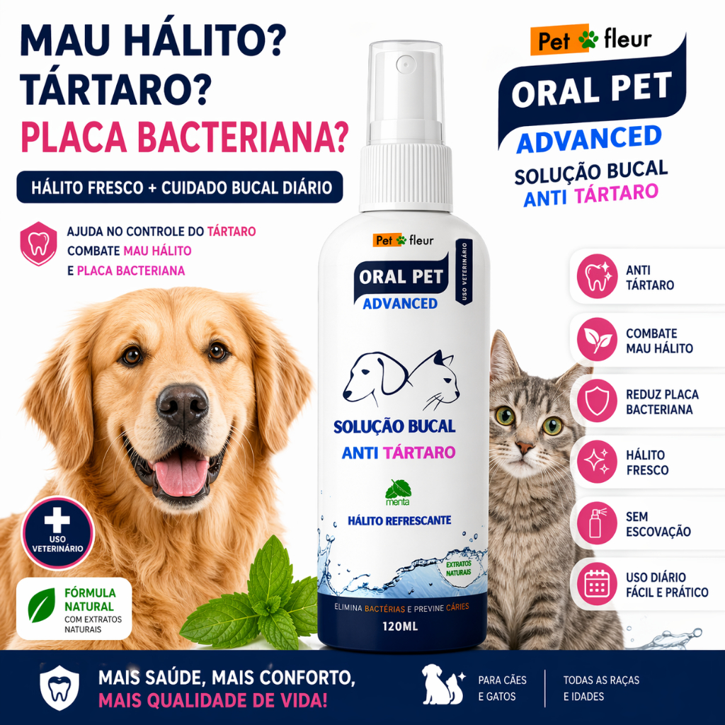 Spray Bucal Oralpet 100% Natural seguro p/ Cães e