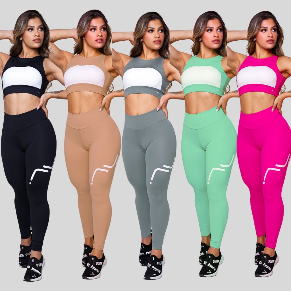 Conjunto Feminino Academia Suplex Poliamida Top Co