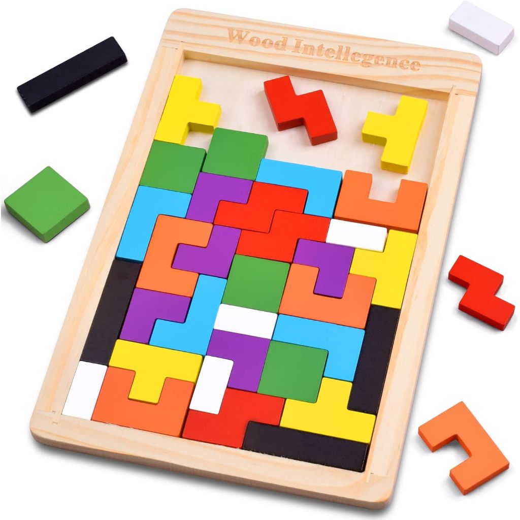 Tetris Quebra-Cabeça 3D Tangram de Madeira MDF | 