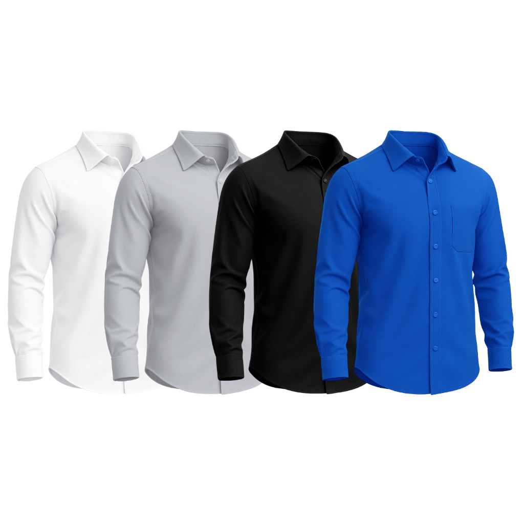 Kit 4 Camisa Masculina Social Tecido Não Amassa C