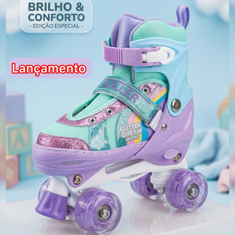 Patins Quad infantil RainbowStars Menina e Menino 