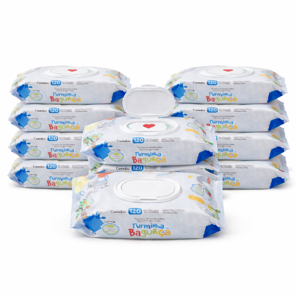 Kit 10 Toalhas Umedecidas Turminha da Bagunça 120
