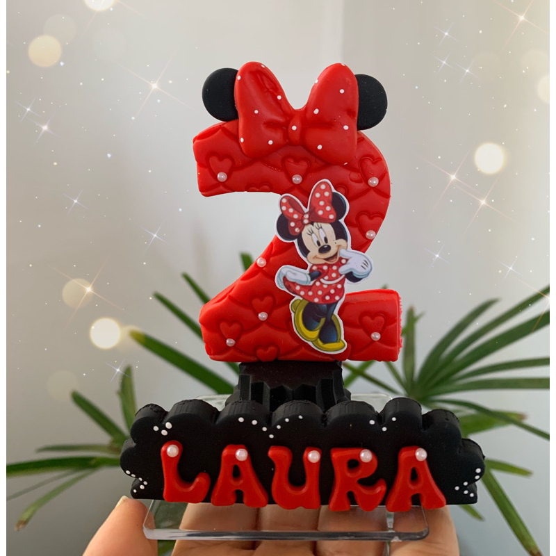 Vela Biscuit Minnie vermelha