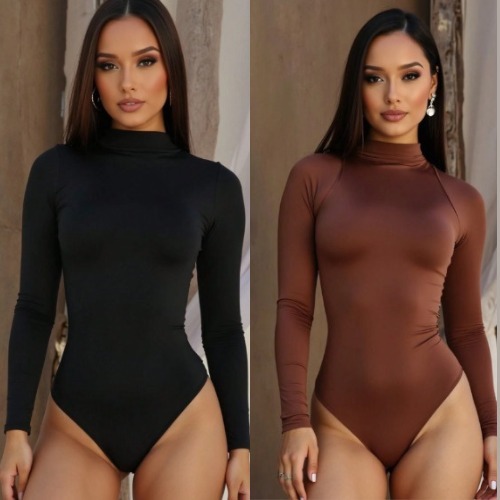 KIT 3 Body Feminino Suplex manga longa gola alta C