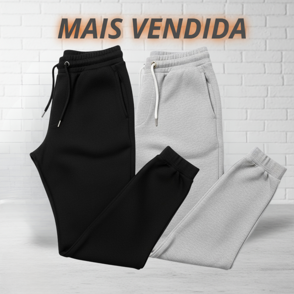 Kit Calça de Moletom Algodão Unissex com Elásti