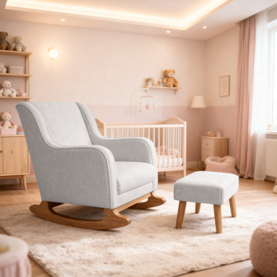 Poltrona de Amamentação com Puff Base de Balanç