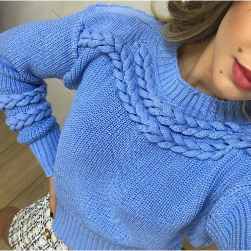 Blusa Cropped Manga Bufante Tricô Tricot Blusa de