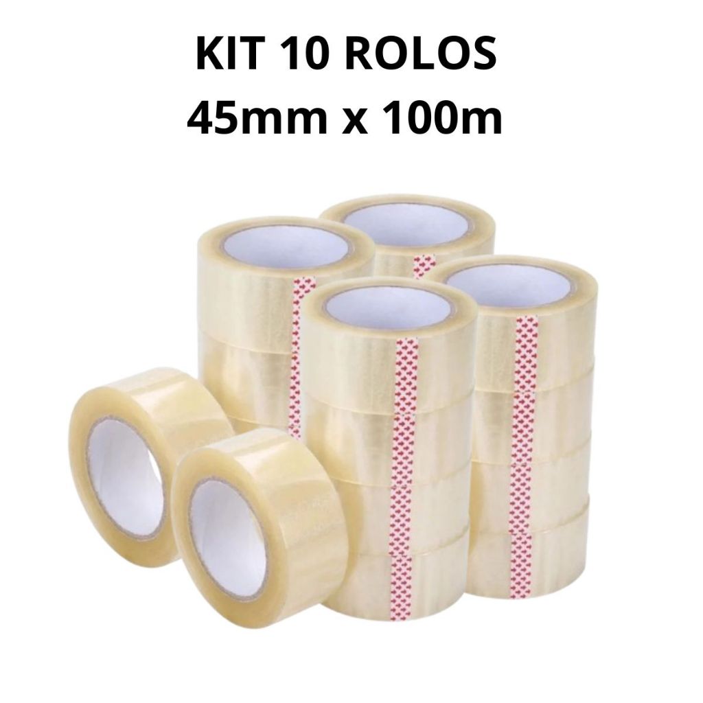 Kit 10 Rolos Fitas Adesivas Durex 45mm x 100metros