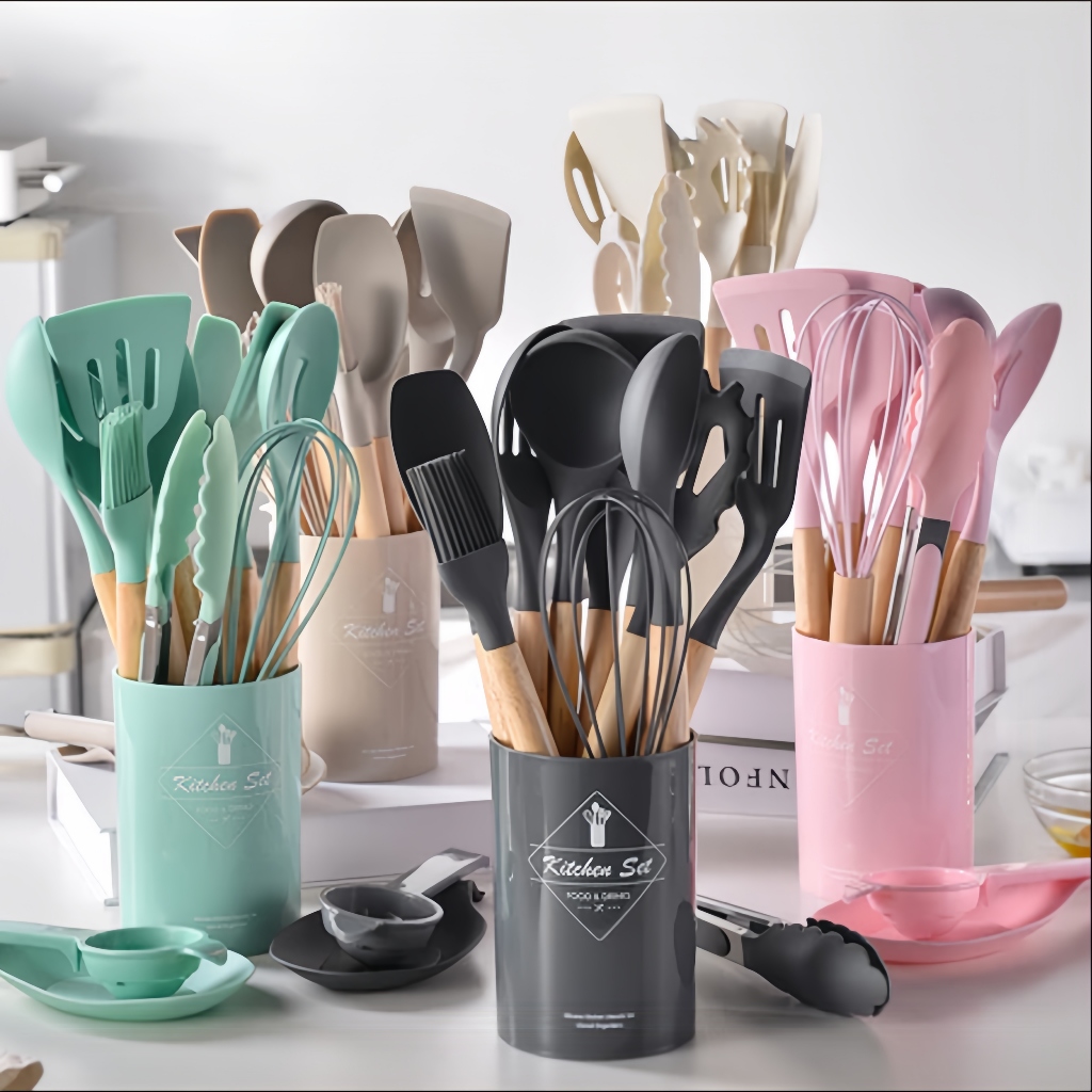 Jogo de Silicone Utensílios e Copo Suporte para C