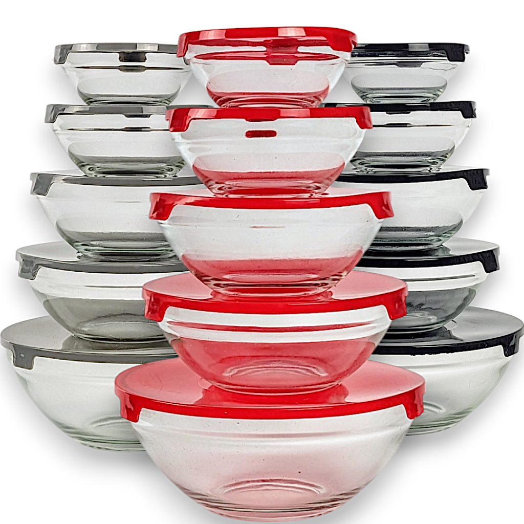 Kit 5 Potes de Vidro Vasilha Tigela Bowl com Tampa