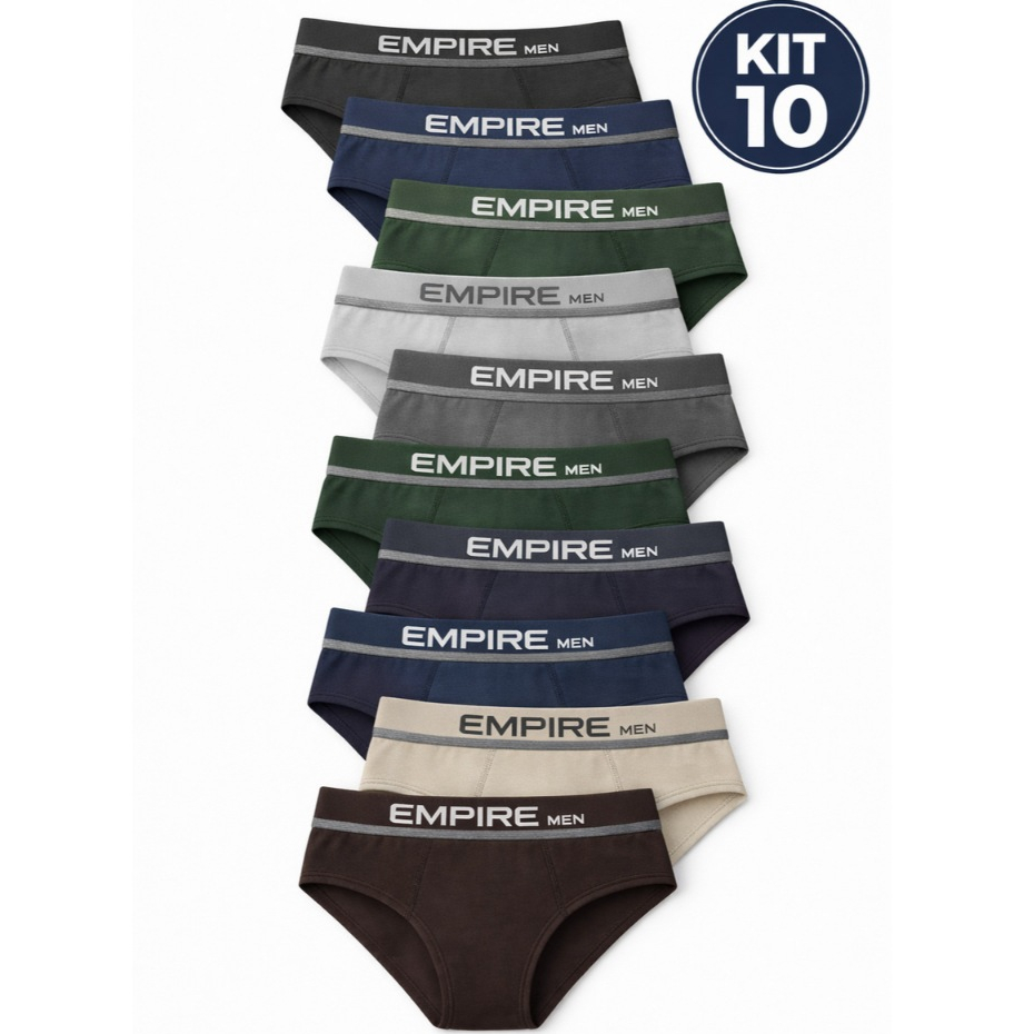 Kit 10 Cuecas Slip Comum Masculina Microfibra