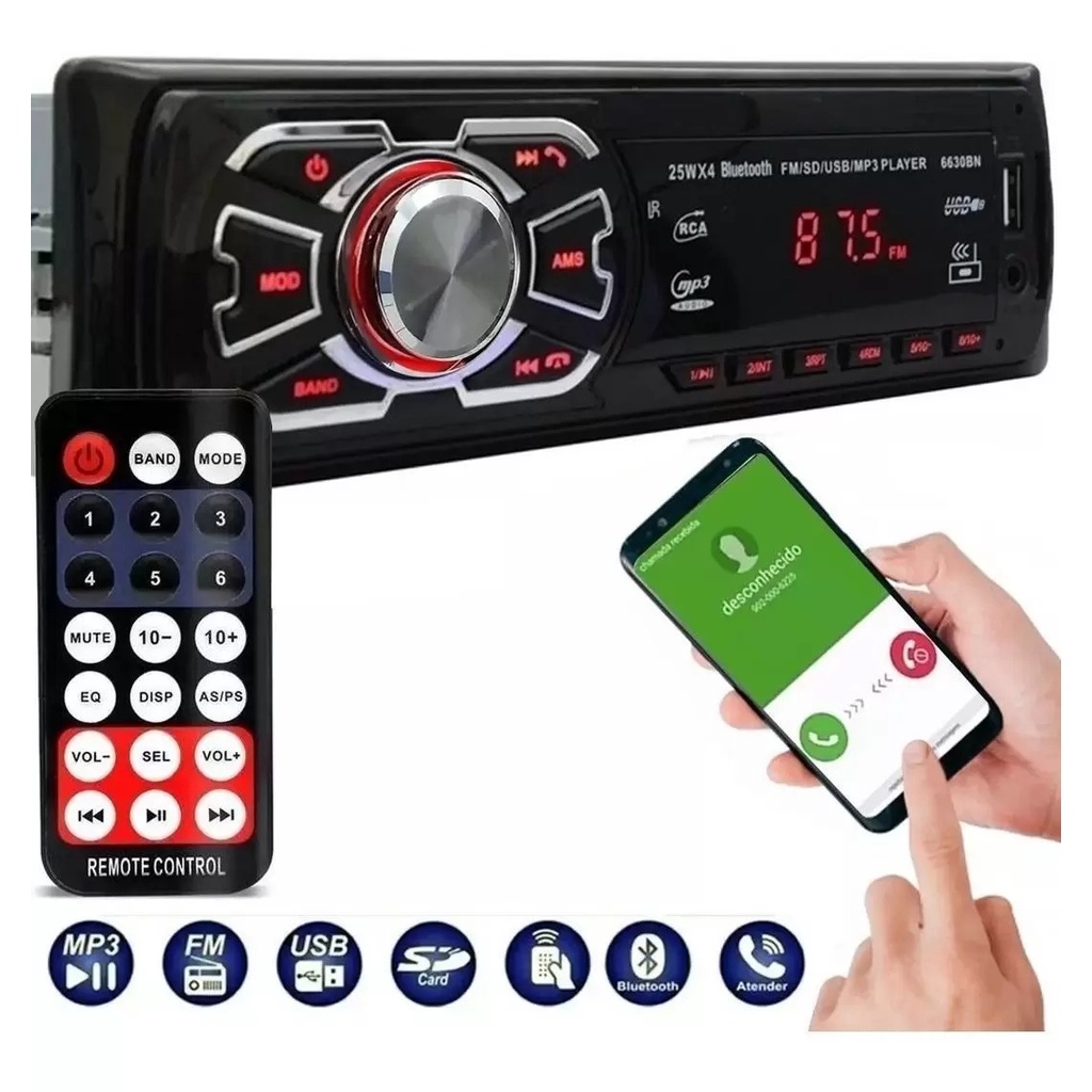 Aparelho de Som Automotivo Rádio MP3 Player   Som
