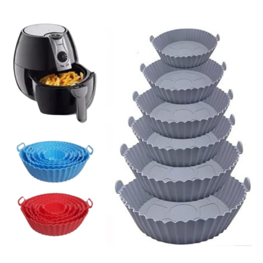 6 Formas de Silicone para Air Fryer, Tamanhos Dife