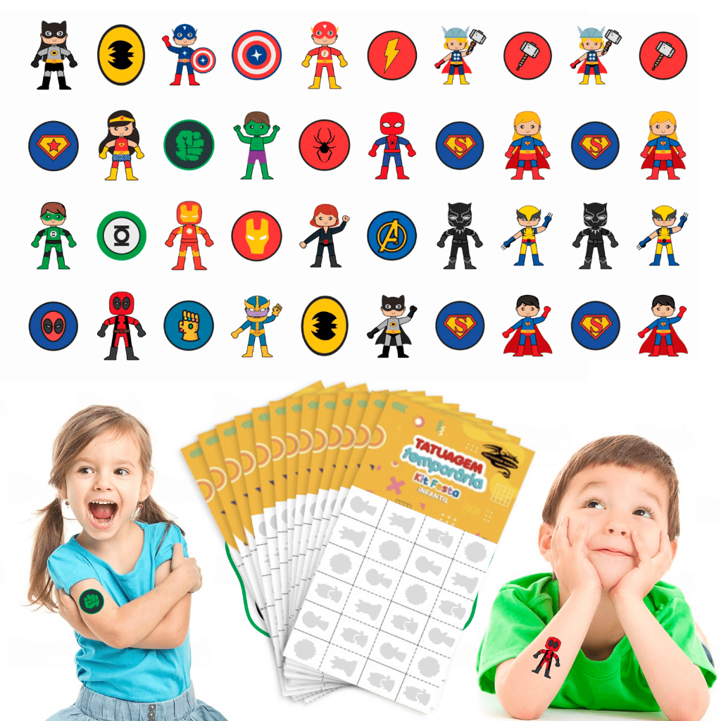 32/160/256 Tatuagem Infantil Vários Modelos Menin