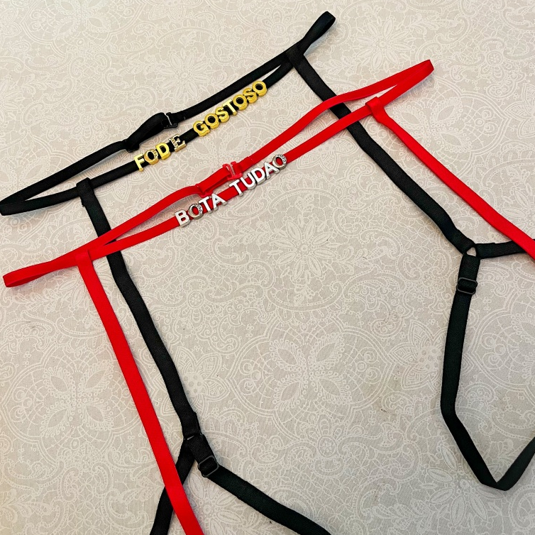 Cinta Liga Personalizada letra PRATA com Nome Fras