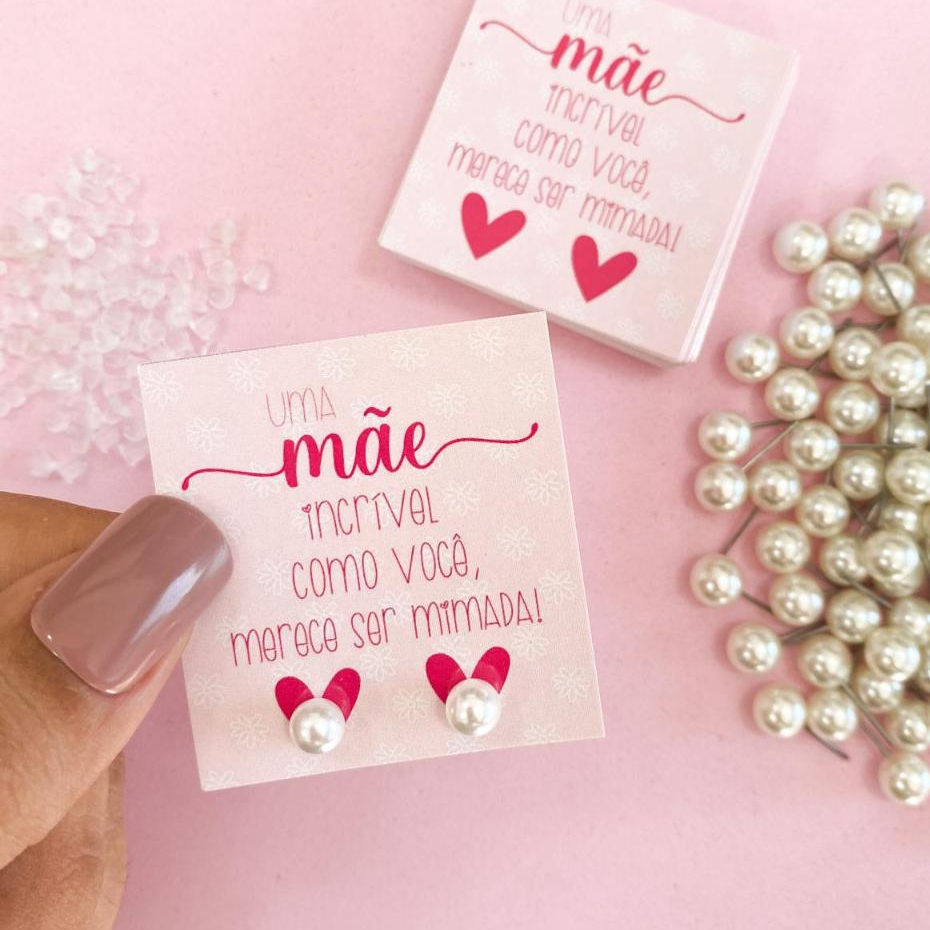 50 – 200 Pares de Brinco de Perola + tag Mim