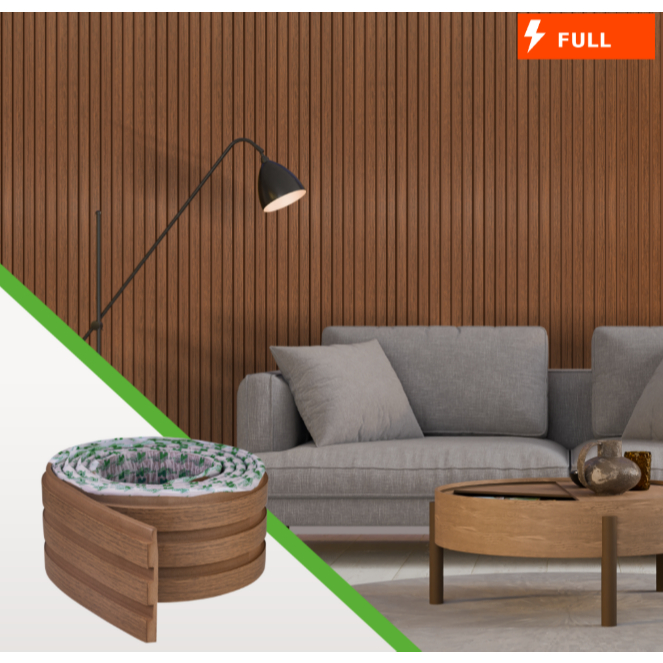 Painel Ripado Laminado Autocolante Cor Cinamomo Li