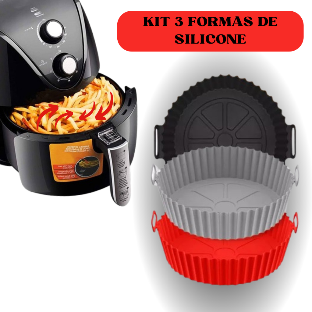 Kit 3 Formas Silicone Para Air Fryer