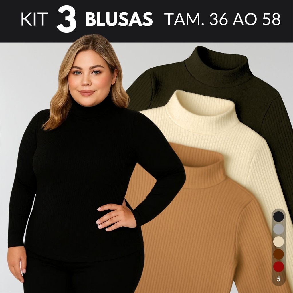 KIT 3 Blusa Termica Feminina Blusa De Frio Feminin