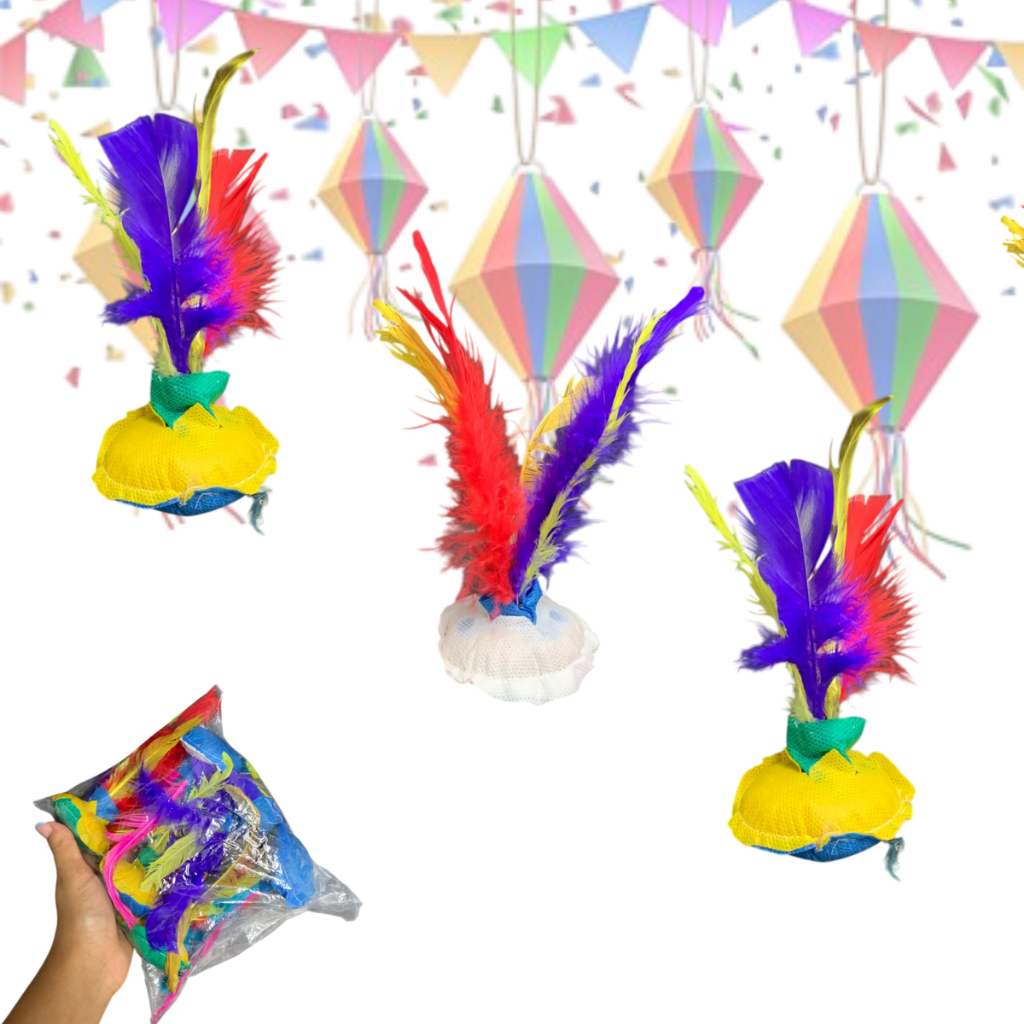 Kit 6/12/18 Peteca Infantil Pequenas com Penas Col