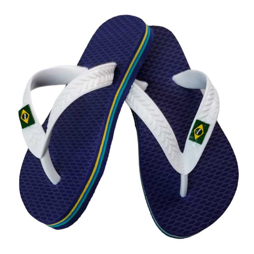 Chinelo Infantil Do Brasil Azul e Branco Três Fil