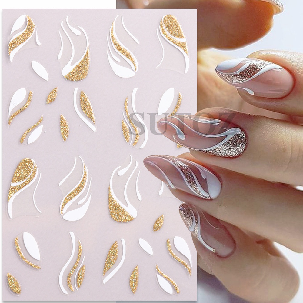 Decalques de Manicure Linha Glitter Francês Manic