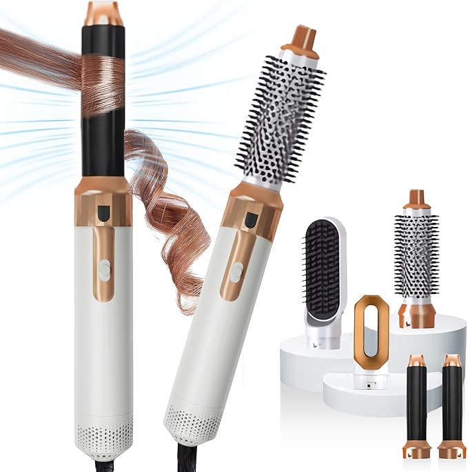 Branco/Dourado – Escova Secador de Cabelo 5 