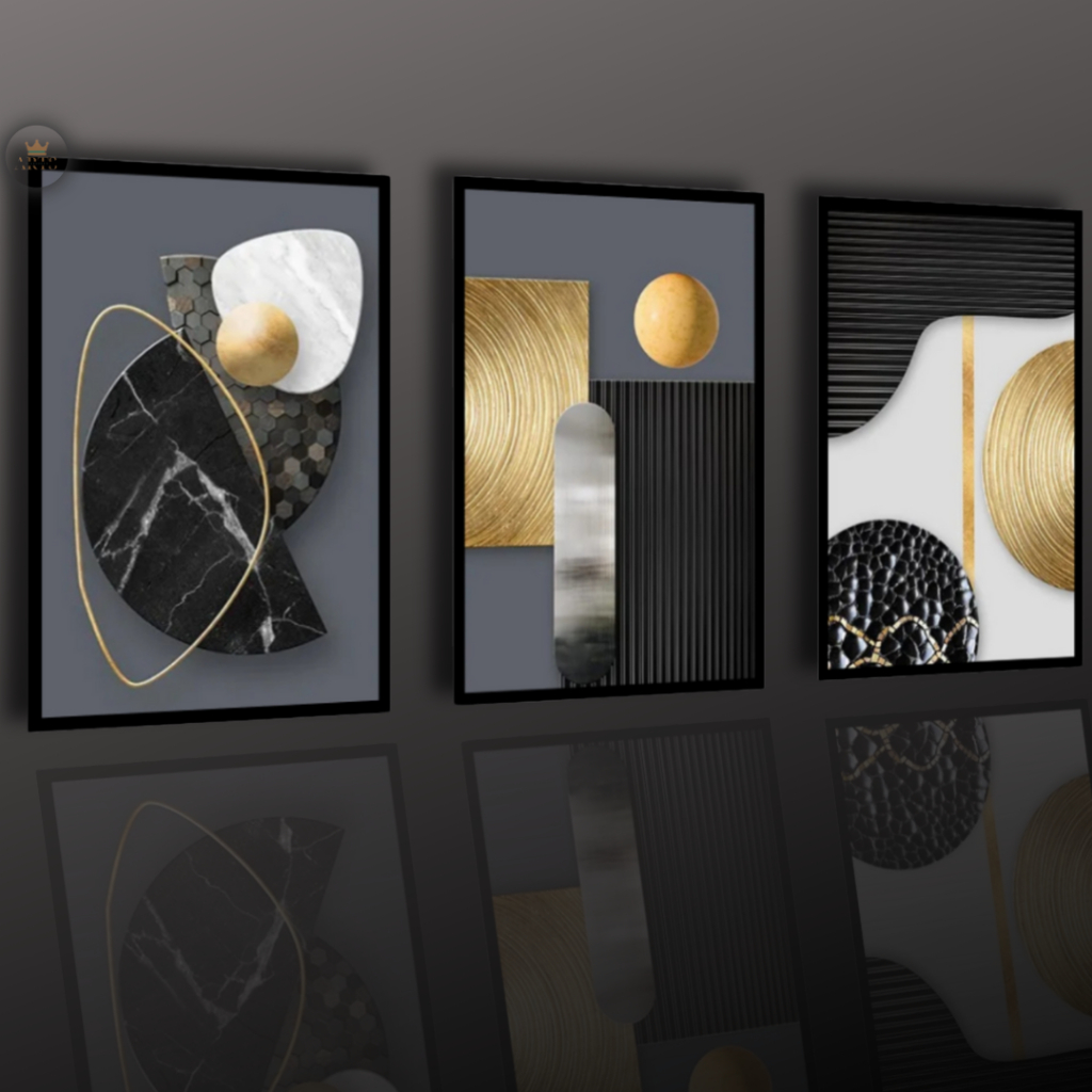 Quadros Decorativos 3 Peças Geometria Full Hd Art