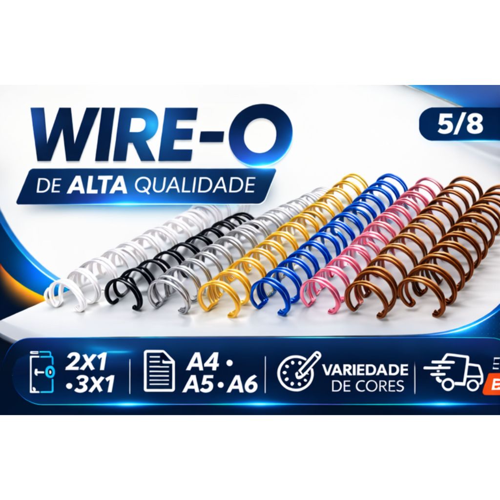 WIRE O PARA ENCADERNAÇÃO 2X1 5/8 A4,A5 BRANCO,PR