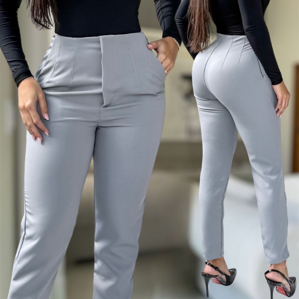 Calça Feminina Alfaiataria Social Cintura Alta Co