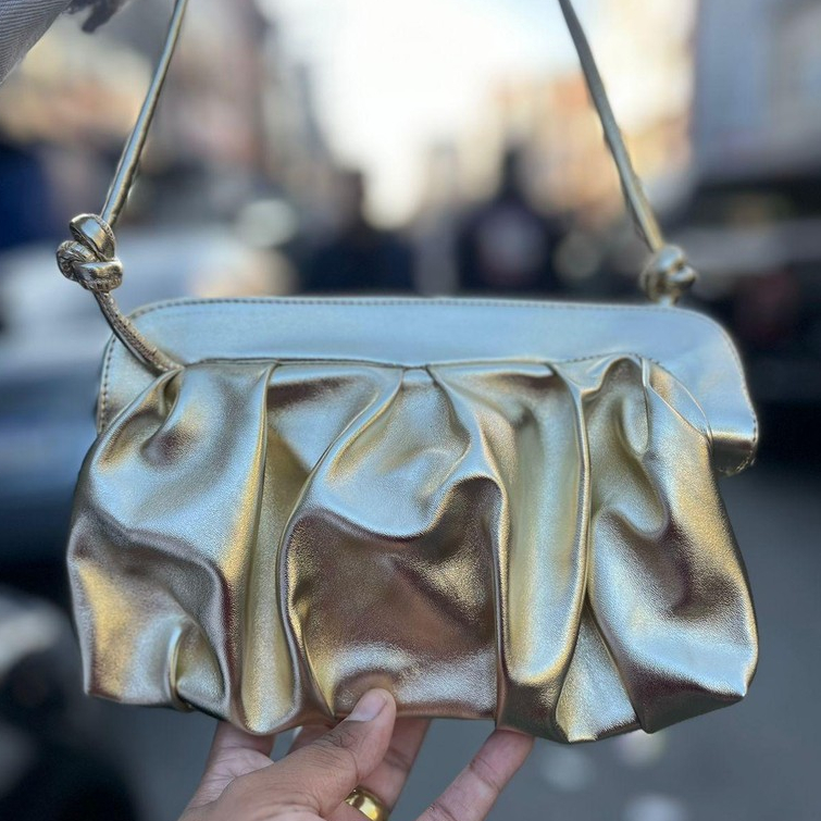 Bolsa Nuvem Clutch Com Alça De Ombro Estilo Enrug