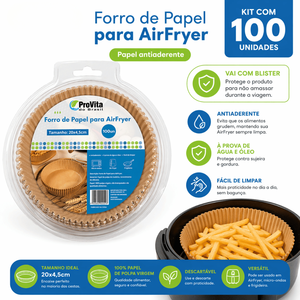 100un Forma De Airfryer Descartável Fácil Redond
