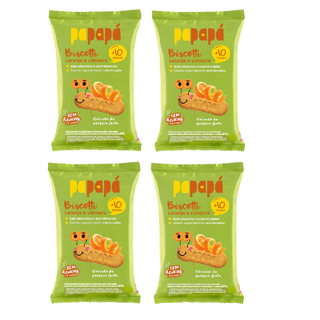 Kit 4x Biscoito Infantil Biscotti Laranja E Cenour