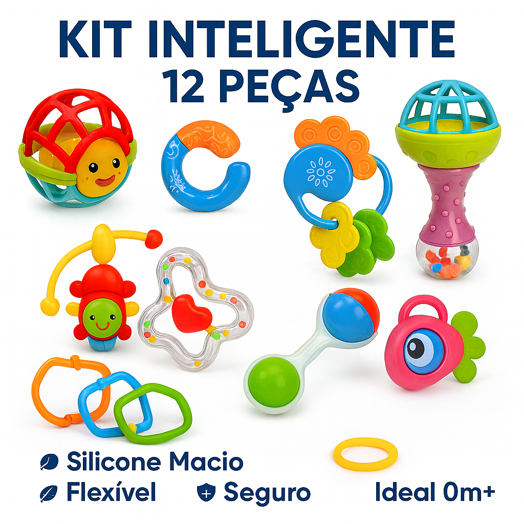 Kit Inteligente 12 Peças Chocalhos e Mordedores B