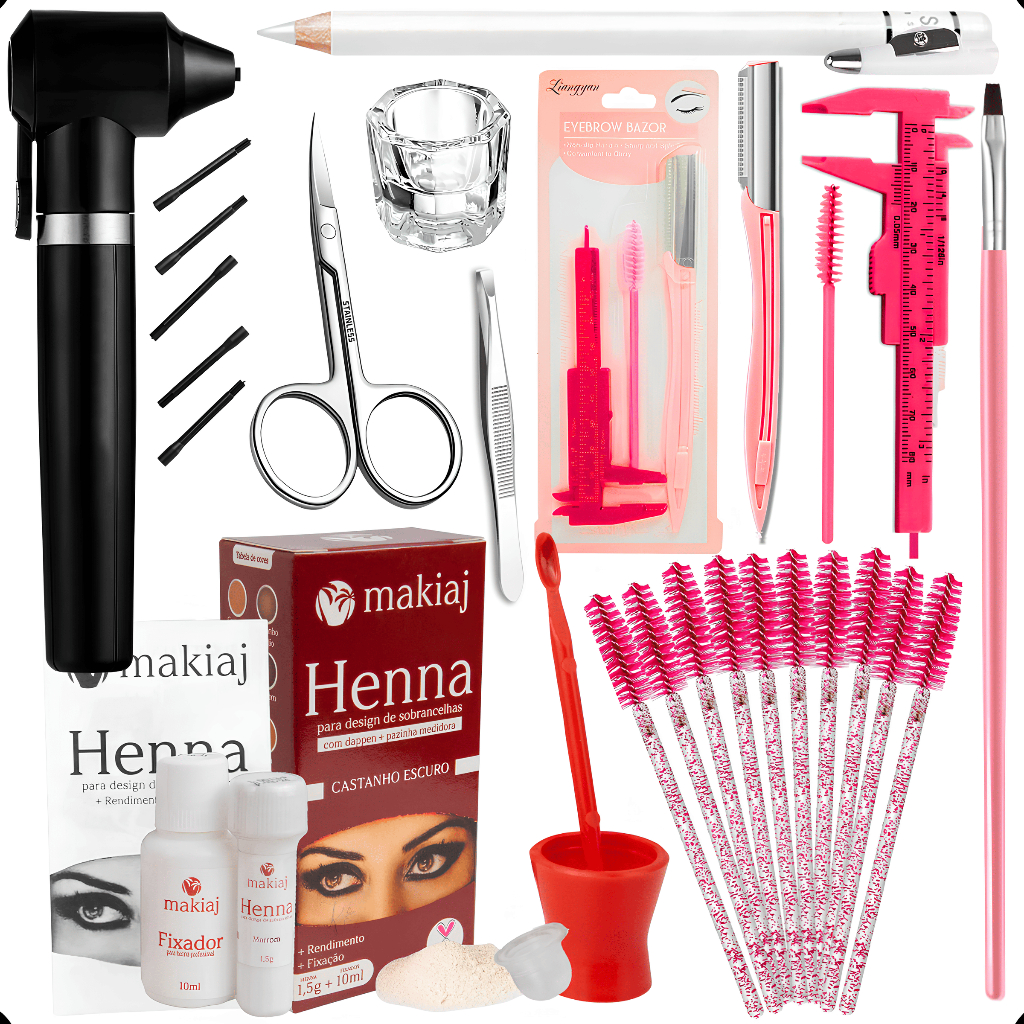 Kit Profissional Designer de Sobrancelhas Henna Pa
