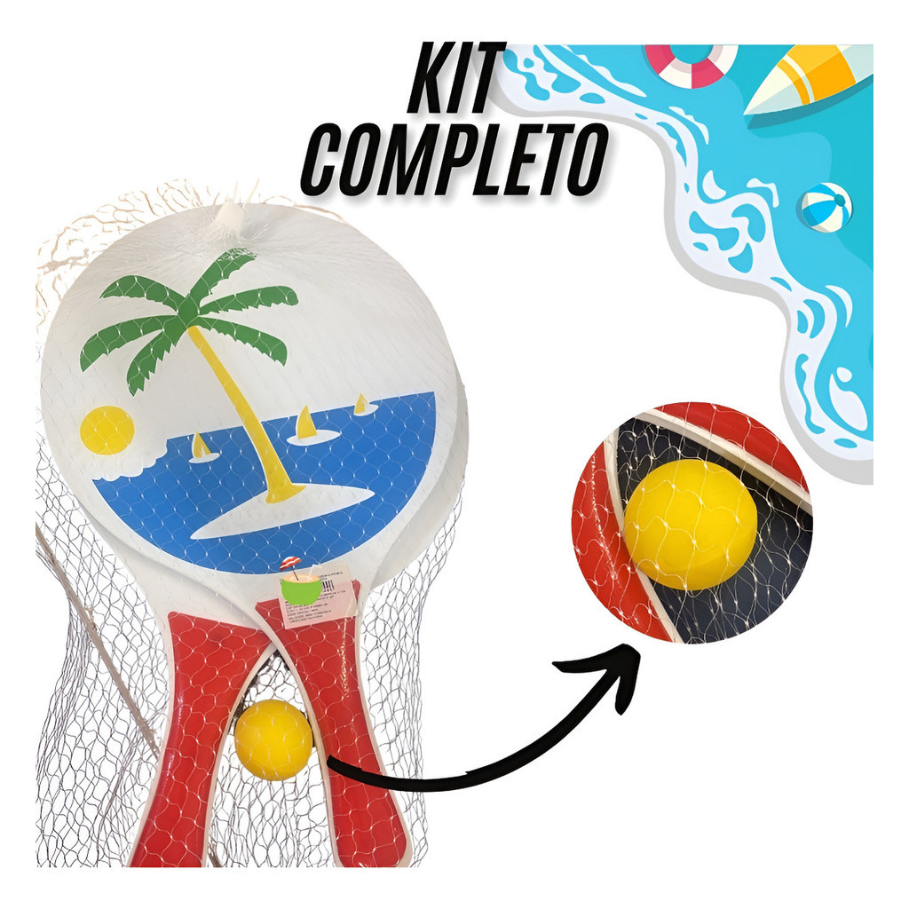 Raquetes De Frescobol Para Praia – Kit Com 2