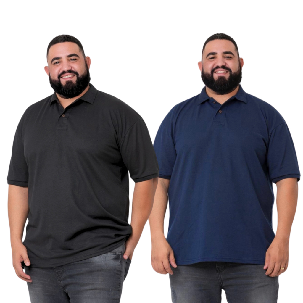 kit 2 camisa polo masculina luxo camiseta plus siz