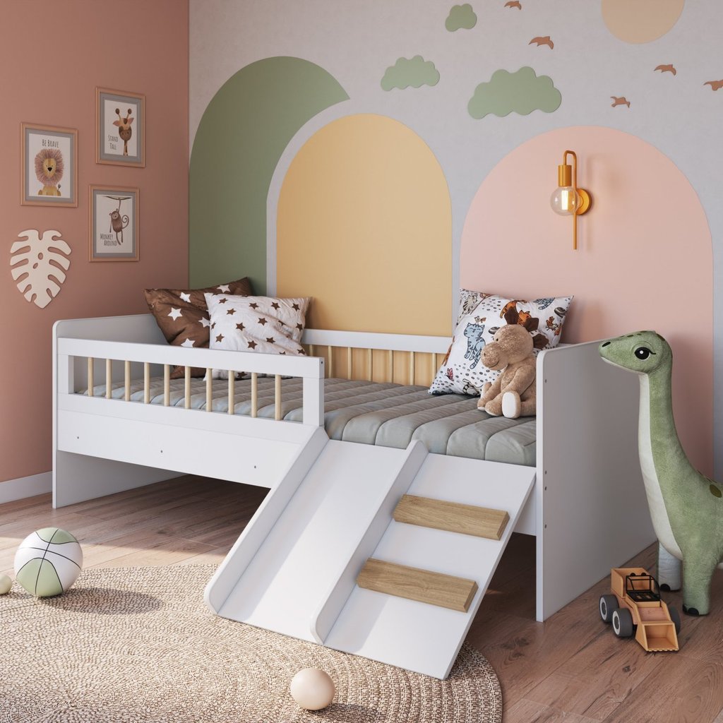 Cama Montessoriana de Solteiro com Escada e Escorr