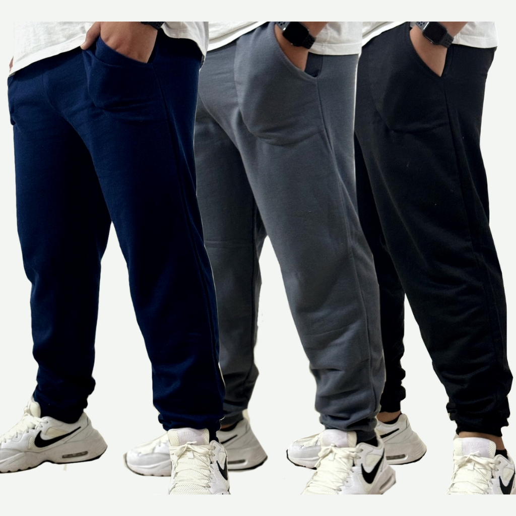 Kit 3 Calça Moletom Masculina Com Punho E Elastic