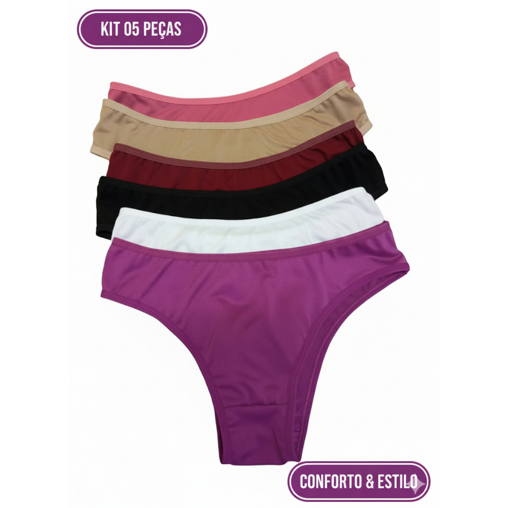 Kit 3 Calcinha Suede Algodão Cotton | Lingerie B�