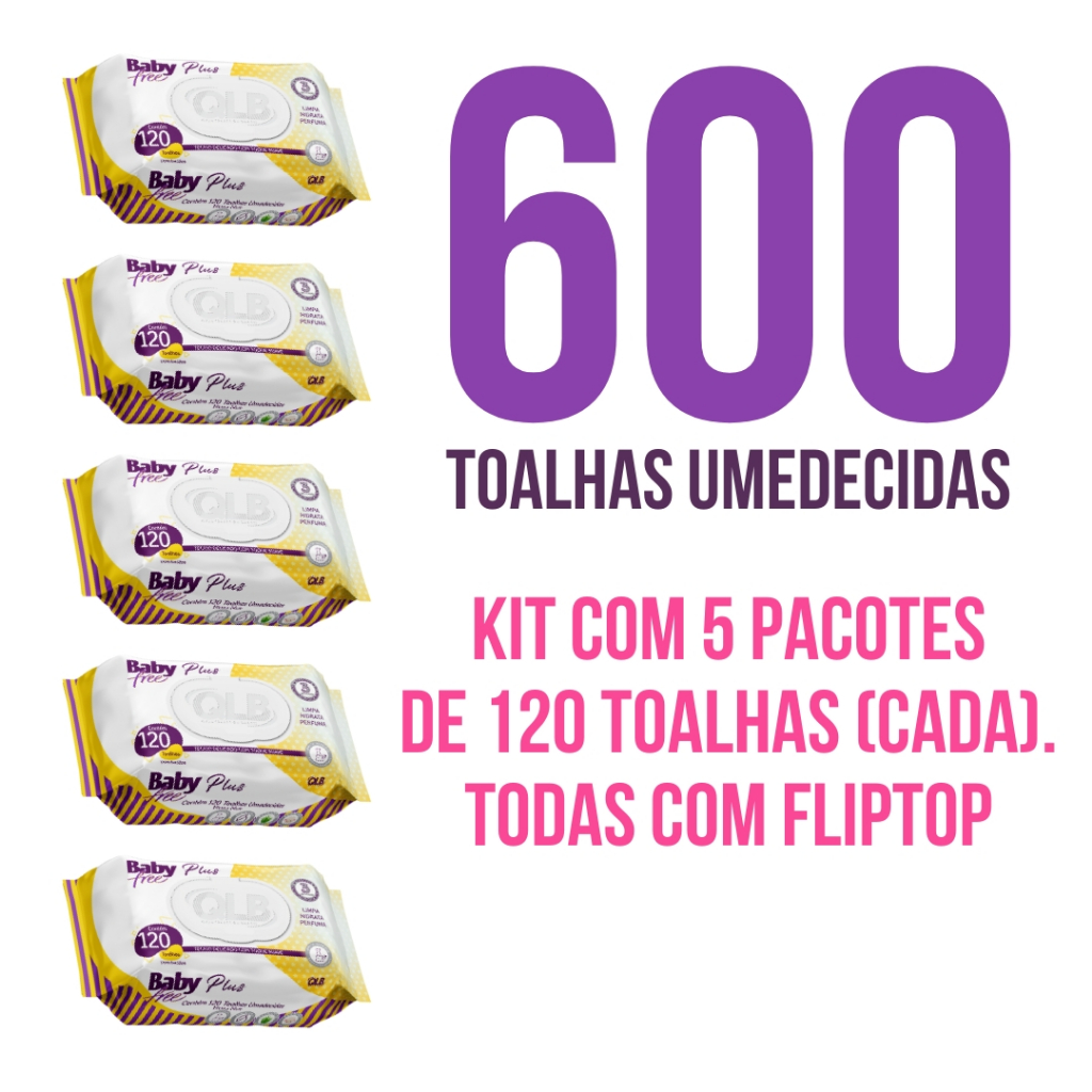 Caixa com 5 Lenços/Toalhas Umedecidas Baby Free P