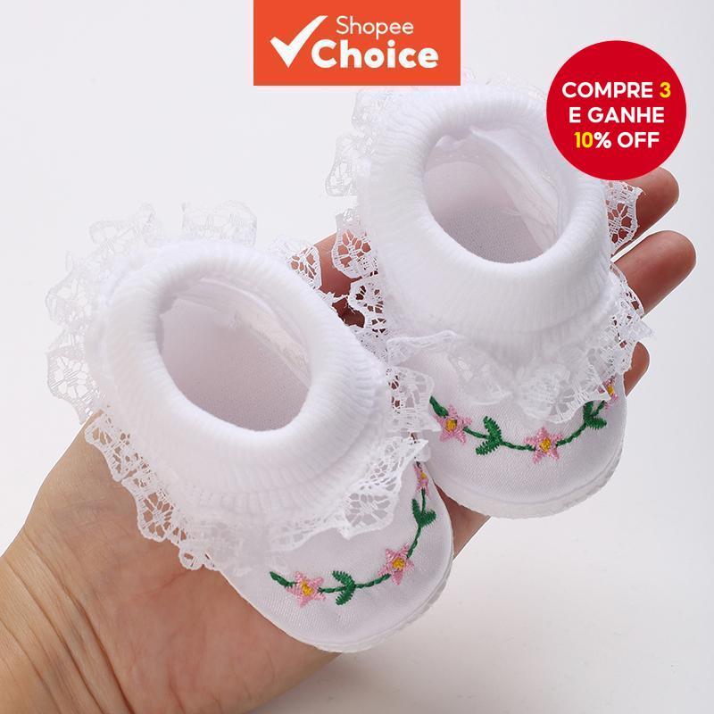 Sapatos De Batismo Bordados Brancos Para Recém-Na