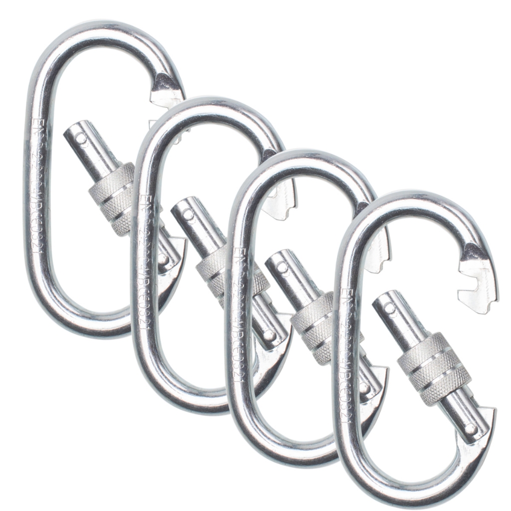 Kit Mosquetão Aço Oval com Rosca 3kN 300kg Trava