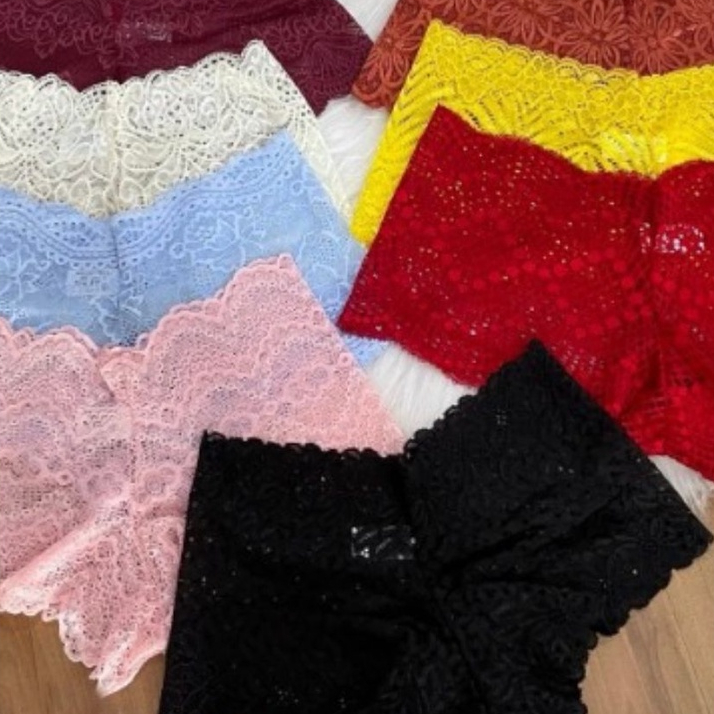 Kit Ate 10 Calcinhas Calesson Shortinho de Renda P