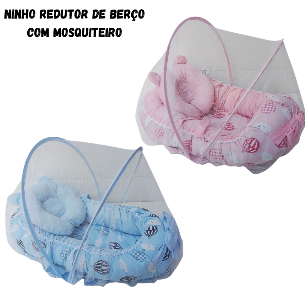 Kit Ninho Redutor De Berço Estampados + Mosquitei