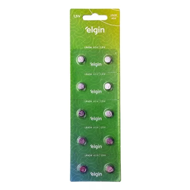 Bateria Alcalina 377 LR626 AG4 Elgin Cartela com 1