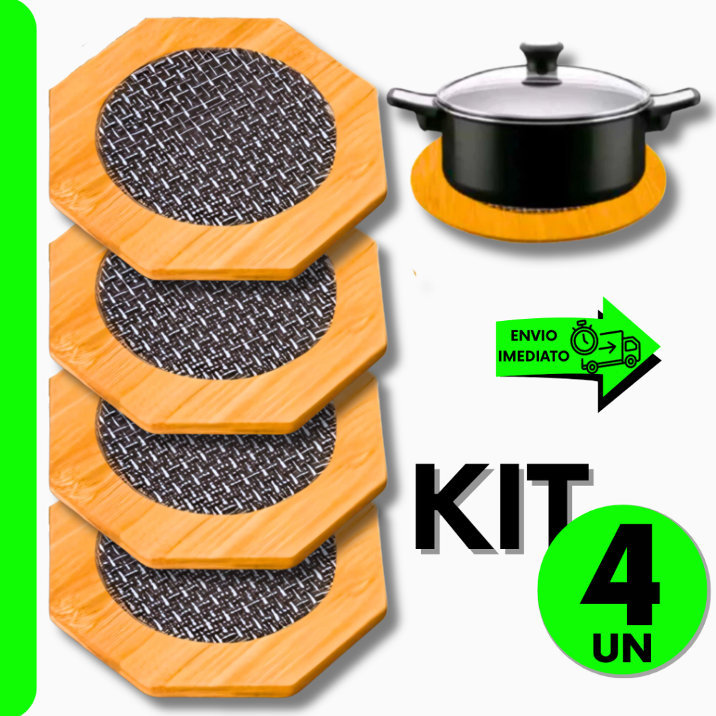 Kit 4 Pçs Descanso de Panela em MDF 14,5cm Protet