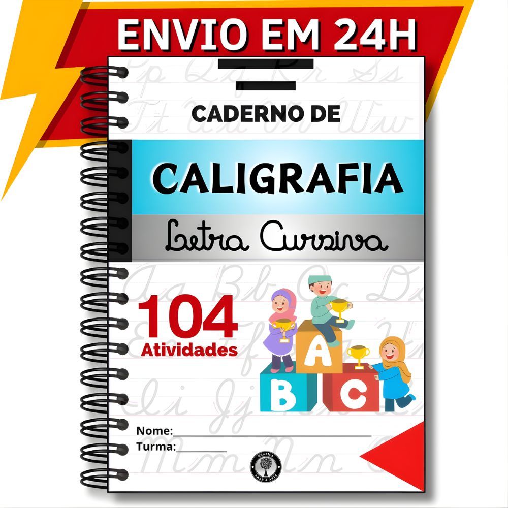Caderno de Caligrafia Infantil Letra Cursiva Apost